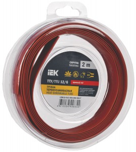 IEK термоусадка трубка ТТУ нг-LS 12/6 красная (2м/упак, цена за уп) ТУТ UDR12-012-006-002-K04-T
