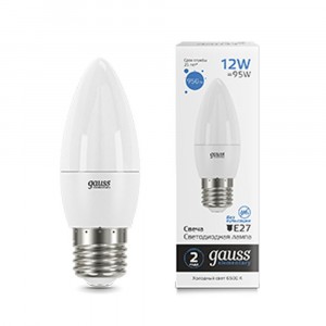 Gauss Elementary Свеча E27 12W(950lm) 6500K 6K матов., пластик 30232