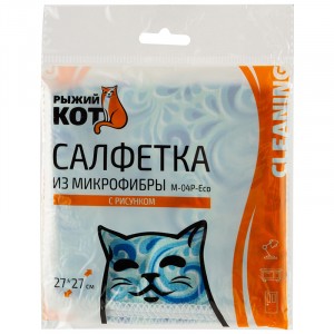 Салфетка из микрофибры Рыжий Кот M-04P-E, 27*27см, с рисунком 310297