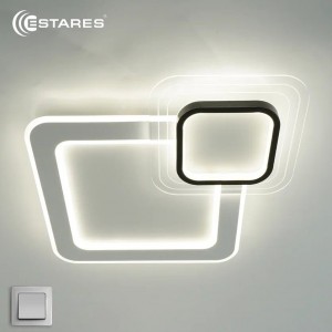 Estares св-к-люстра св/д управл. SUVON 90W S(9000Lm) 2K-4K-6K 480x480x70 пульт ДУ белый/черный IP20