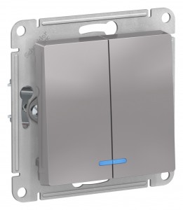 Schneider AtlasDesign мех. выкл. СУ 2 кл. алюминий (пласт. осн., инд.) ATN000353