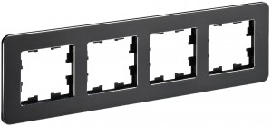 IEK BRITE Рамка 4 мест. РУ-4-1-Бр металл черный RE BR-M42-M-01-K02