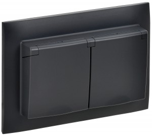 IEK SKANDY роз. СУ 2 мест. 16А IP44 (крышка) черный SK-R12Bl SK-R26-16-44-K02-F