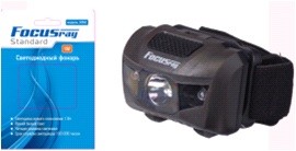 Focusray фонарь налобный 1052 (3xR03) 1W+2 красных светодиода, черный/пластик, 4 режима, BL