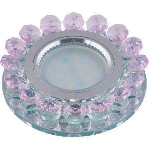Fametto DLS-L102-2002 GU5.3 св-к встр. Luciole стекло 95(65)x35 розовый/хром, подсветка LED3W