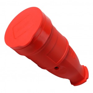 Smartbuy штепсель разъем каучук 2P+PE 1x16А 220-240V IP44, красный SBE-16-S07-Rr