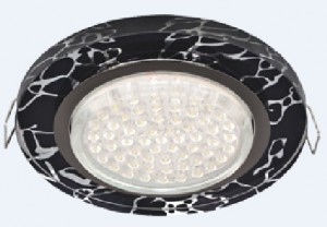 Ecola GX53 H4 5310 св-к Стекло Круг хром-хром на черном 38x126 FB53RNECH