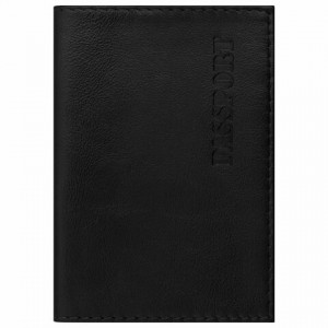 Обложка для паспорта натуральная кожа галант, "PASSPORT", черная, BRAUBERG, 237179