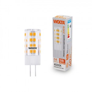 WOLTA лампа св/д JC G4 220V капсульная 5W(460lm) 4000K 4K керамика WSTD-JC-220V5W4KG4-C