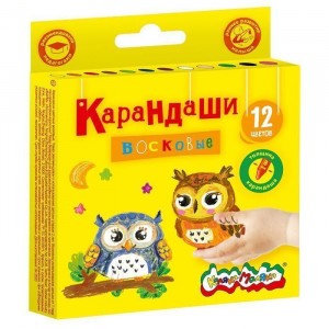 Восковые карандаши  Каляка-Маляка 12 цв. круглые диаметр 8 мм 3+