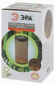 ЭРА садовый св-к на солн.бат.  Орнамент 19см ERASF22-44 7947