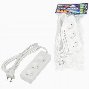Uniel Ultra сет.удлинитель ПВС 2x0.75 3 роз. 1,5м 10A белый S-CU3-1,5 WHITE UL-00009979