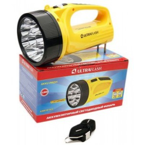 Ultraflash фонарь-прожектор LED3816SM (акк.4V 0.8Ah) 9св/д, желт./пластик,2 режима, вилка 220V (2 шт.)