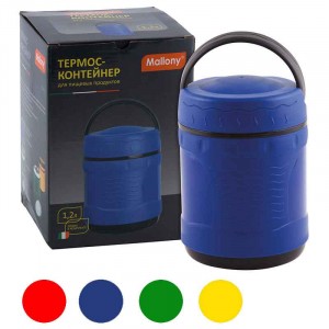 Термос Mallony FS2610, 1л, широкое горло, пластик корпус, нерж. сталь, микс 73031