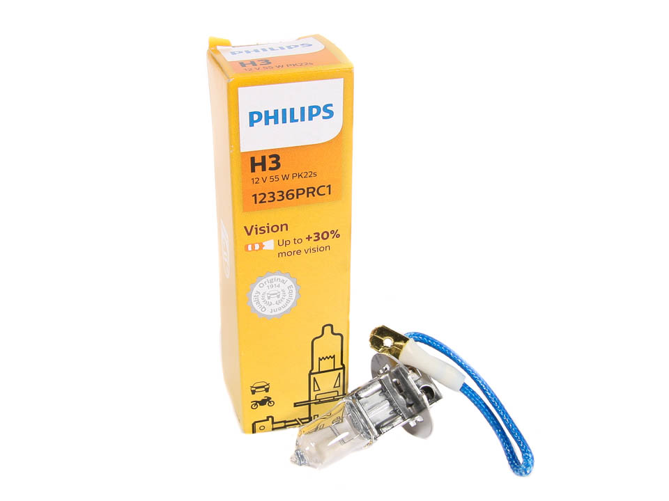 Лампа галоген H3 12/55W "PHILIPS"+30%