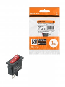 TDM выключатель клавишный KCD1-101B красный 250В, 1P, 6А, (2с), ON-OFF, Mini SQ0746-0137