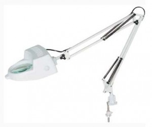 Camelion KD-350 C01 св-к настольный 60W E27 металл/пластик белый, линза/лупа (увеличение в 2 раза)