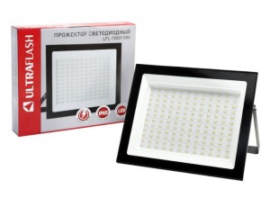 Ultraflash прожектор св/д LFL-15001 C02 150W(10000lm) SMD 6500K 6K черный 245x205x30 IP65