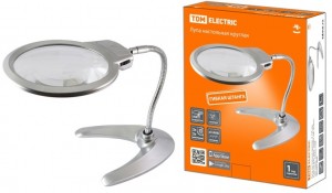 TDM Лупа настол. круглая, d125мм, 2-х/5-ти крат. увел., опора, гиб. штанга, LED, 3хААА SQ1025-0902
