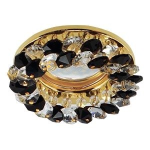Ecola CD4141 MR16 GU5.3 св-к Круглый с хрусталиками Прозрачный и Черный/Золото 50x90 FG1618EFY