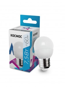 Космос шар  E27 7,5W (7W) (600lm) 4500K 4K матов. 82x45 LkecLED7.5wGL45E2745