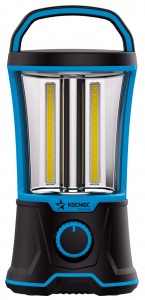 Космос фонарь кемпинговый 6011LED (акк. 4V 2Ah) 4*3WLED 12W (900lm), чёр/синий пластик, USB