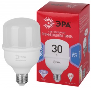 ЭРА RED LINE LED лампа св/д высокомощ E27 30W(2900lm) 6500K 6K  144х82 T80 POWER 63866