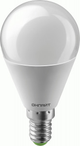 ОНЛАЙТ шар G45 E14 15W(900lm) 6500K 6K OLL-G45-15-230-6.5K-E14-FR90460