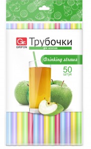Трубочки для напитков 24см, 50шт/уп, цена за уп, d=0,8см, цветные 105-103 GRIFON