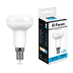 Feron R50 E14 7W(580lm) 6400K 6K прозрачная 86x50, LB-450 25515