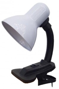 General GTL св-к настольный прищепка 60W E27 метал+пластик белый GTL-021-60-220 800121 (пакет)