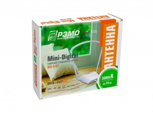 Антенна комнатная BAS-5107-5V MINI DIGITAL активная, 33db, питание от ресивера, подст-ка+присоски
