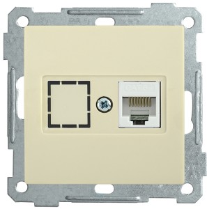 IEK BOLERO РК11-1-Б роз. СУ комп. RJ45 Cat6 кремовый EKB16-01-K33
