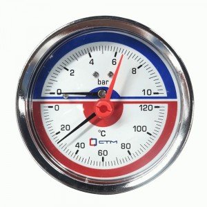 СТМ ТЕРМО Термо-манометр аксиального подключения 1/4", измерение до 10 бар, до +120°С CTM14A10