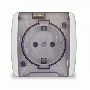 UNIVersal Клио роз. ОУ 1 мест. бел. (корп. ABS, земля, прозрачн. крышка, IP54) К2229