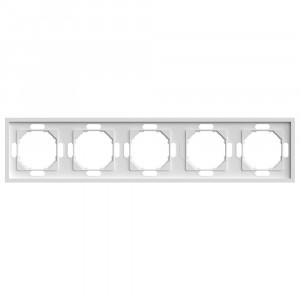 Stekker ЭМИЛИ рамка СУ 5 мест. (PC), белый фарфор, soft touch PFR00-5005-01 49888