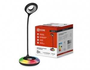 ASD/inHome св-к настольный св/д ССО-21Ч 8W(640lm) 6500K RGB-ночник, сенсор/диммер, черный 7608
