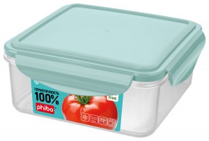Контейнер герметичн. д/хран.продукт/СВЧ SMART LOC 1л прямоуг, св-голуб 4311601 Phibo/Бытпласт