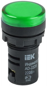 Лампа AD22DS(LED)матрица d22мм зеленый 12В AC/DC  IEK