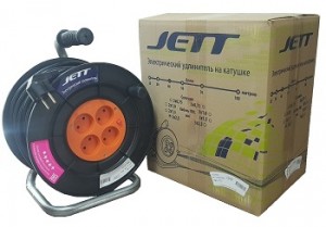 Jett силовой удлинитель на пласт. катуш. ПВС 2х2.5 4роз. 40м 6A (макс. ток 16A) 153-540