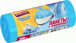 Мешки для мусора 30л/20шт,9мкм,ПНД,ароматизир.,св-голубые,рулон, Арктическая свежесть 88775 Avikomp