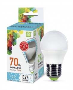ASD standard Шар P45 E27 7.5W 4000К 4K 78x45 пластик/алюм  3993