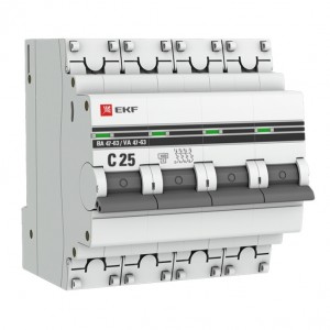 EKF PROxima автоматический выкл. ВА47-63 4P 25А 4,5kA х-ка С mcb4763-4-25C-pro (с опломбировкой)