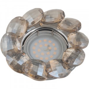 Fametto DLS-P114-2002 MR16 GU5.3 св-к встр. Peonia Круг Металл хром 95(55)x50 Стекло Коричнеый