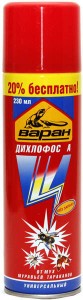 Дихлофос ВАРАН 230мл. синий универс. (от мух, муравьев, тараканов) б/запаха,аэрозоль 530588 (Сибиар)