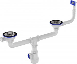 Aquant Сифон для кухни 3 1/2"х40 сдвоенный, с прямоугольным переливом, D0145-4-MR
