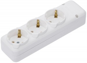 NE-AD колодка 3 гн. 16A 250В (ABS-пластик, белая, земля) 3014-К