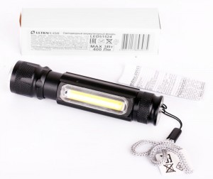 Ultraflash фонарь ручной LED51524 (акк. 4V 0.6Ah) 2св/д +COB (400lm) 3 реж., алюм/черн, micro-USB