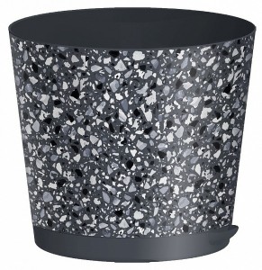 Горшок для цветов Stone Flower D=160мм (2л) прикорн.полив с декором, серый 221606935/01 IDI LAND