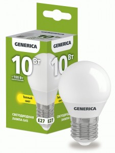 IEK GENERICA шар G45 E27 10W(1000lm) 3000K 2K 45x81матов.  LL-G45-10-230-30-E27-G
